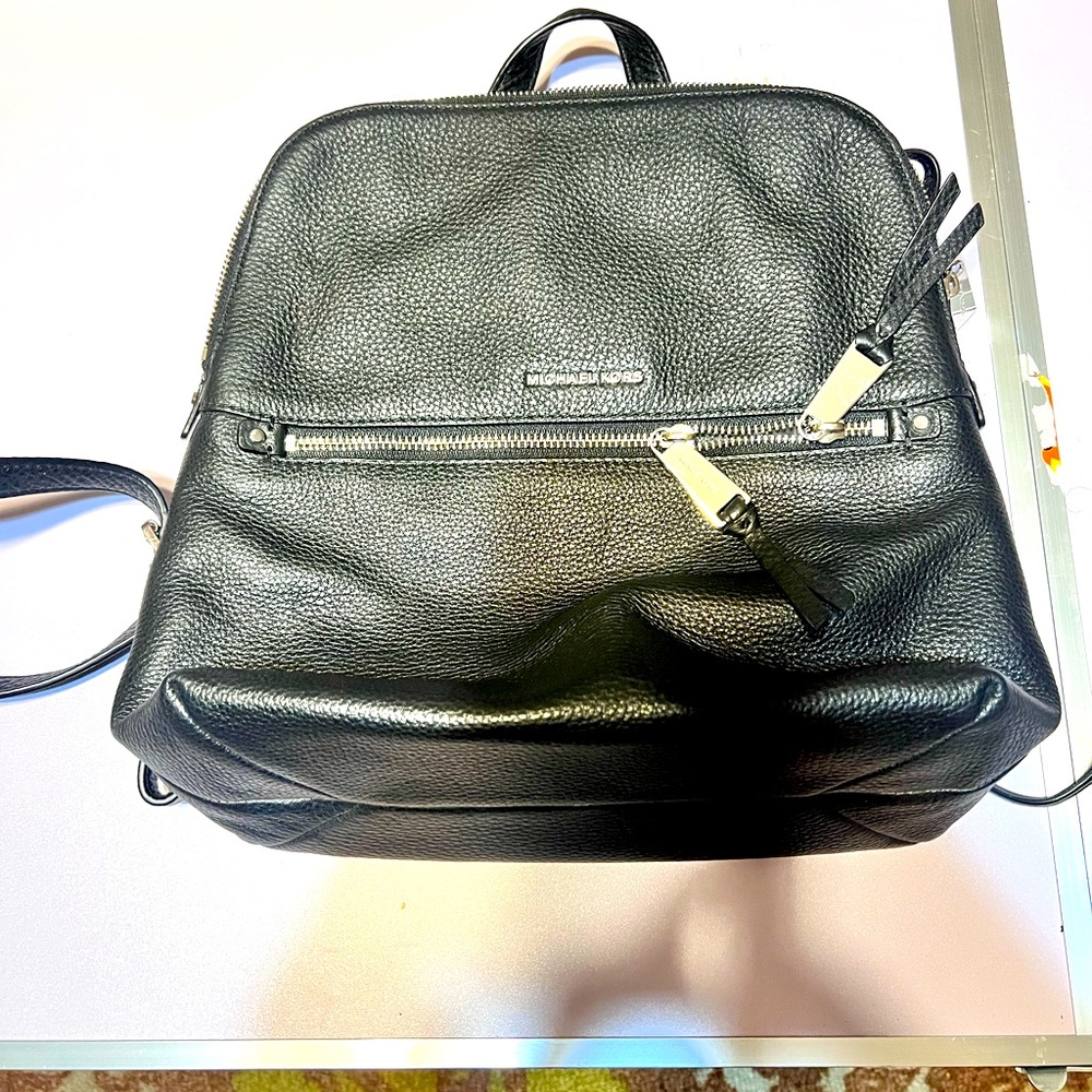 Micheal kors Rhea black leather back pack purse